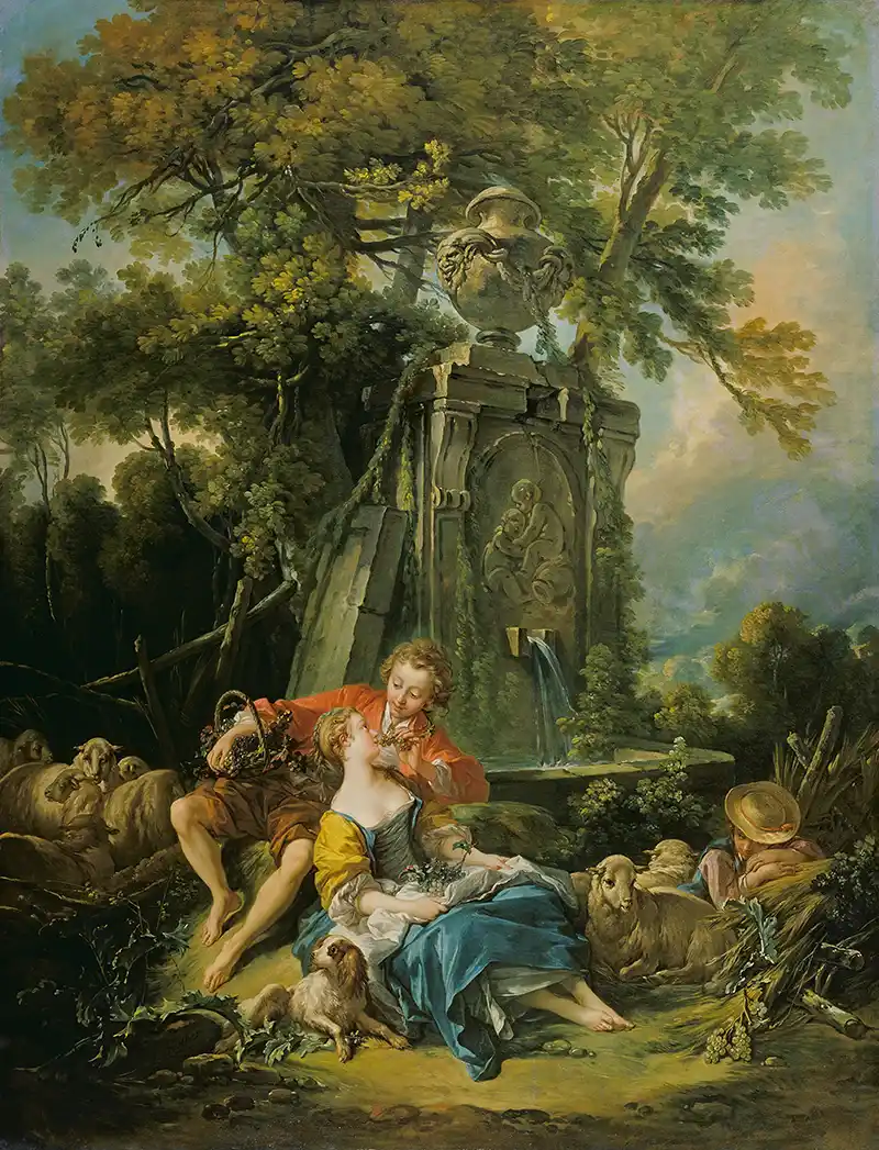 Pastoral with a Couple near a Fountain